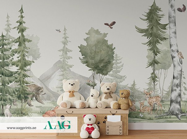 Forest Water Colour- Kids Wallpaper Dubai