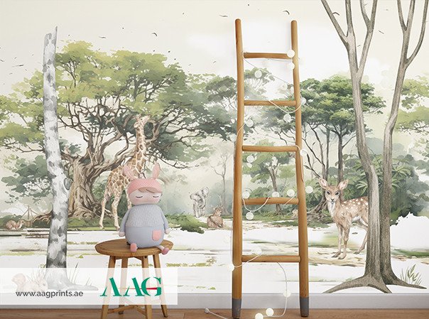 Water Colour Junlge - Kids Wallpaper Dubai
