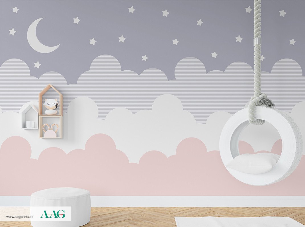 Clouds and Stars - Kids Wallpaper Dubai