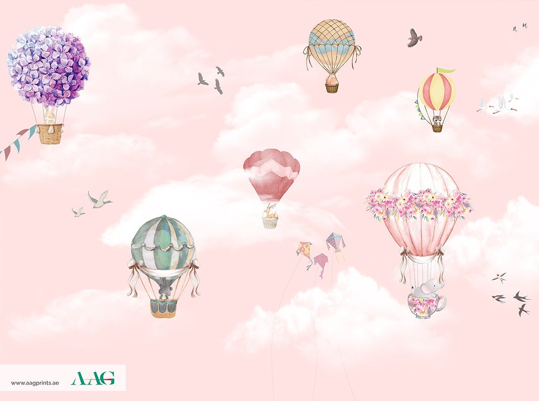 Flying Balloon Floral - Kids Wallpaper Dubai
