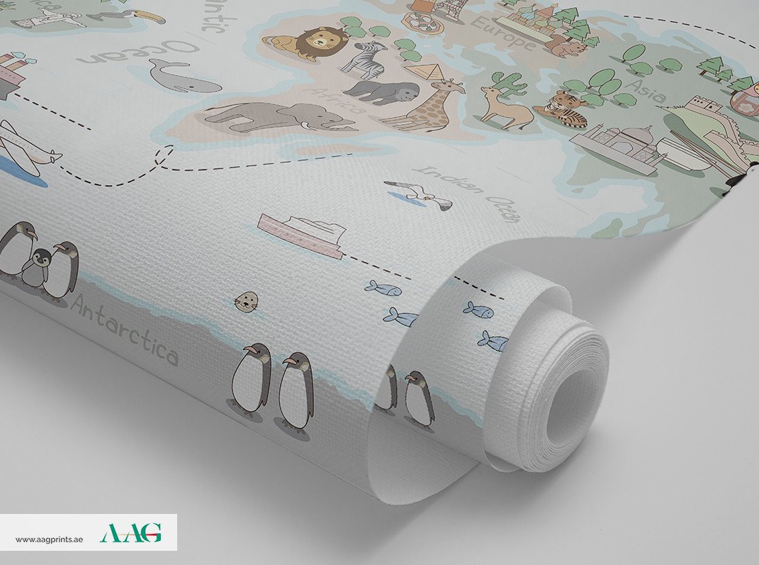 little genius World Map - Kids Wallpaper Dubai