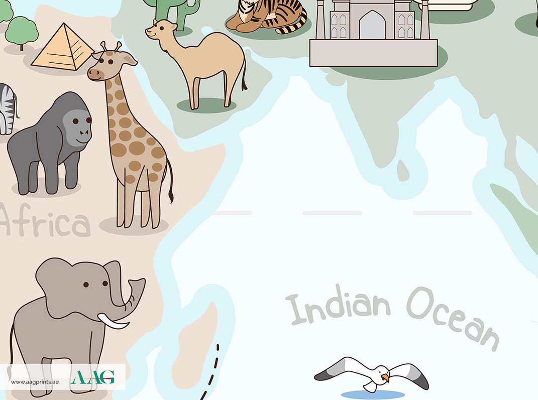 little genius World Map - Kids Wallpaper Dubai